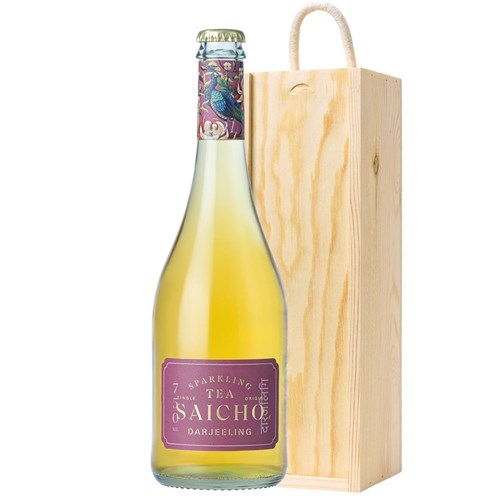 Saicho Darjeeling Sparkling Tea 75cl In Pine Wooden Gift Box